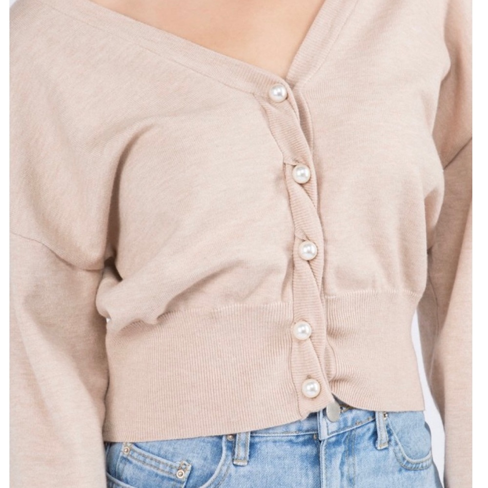Pearl Button Twist Rib Detail Sweater